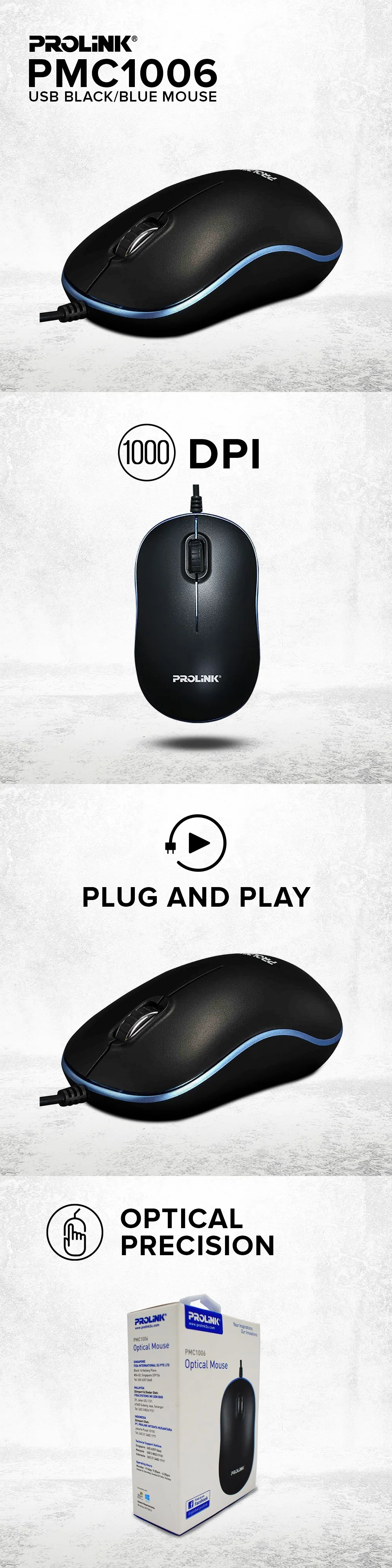 Pro-Link PMC1006 USB Black/Blue Mouse - Image 5