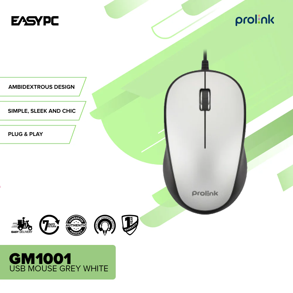 Prolink GM1001 USB Mouse Grey White - Image 2