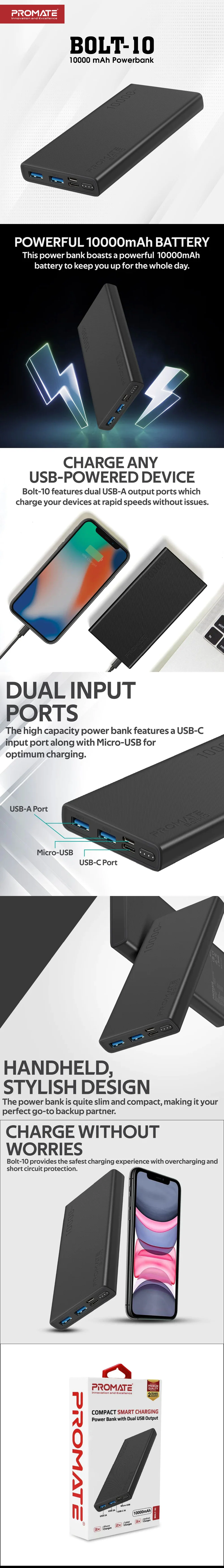 Promate BOLT-10 10000 mAh Powerbank - Image 4