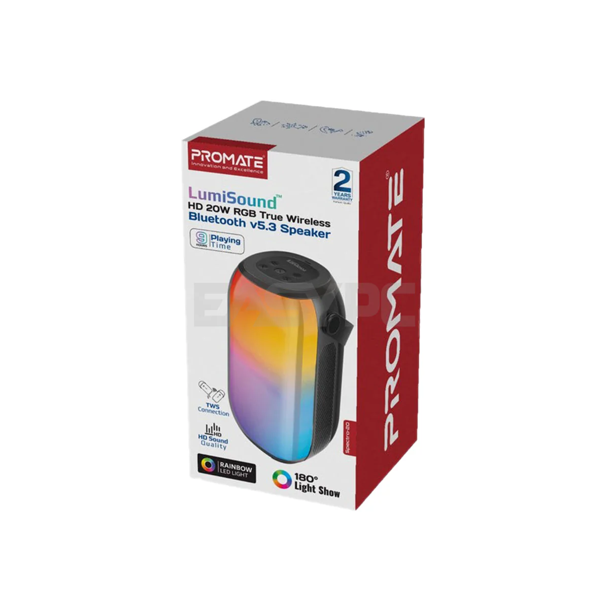 Promate Spectro-20 LumiSound HD 20W RGB True Wireless Bluetooth Speaker - Image 5