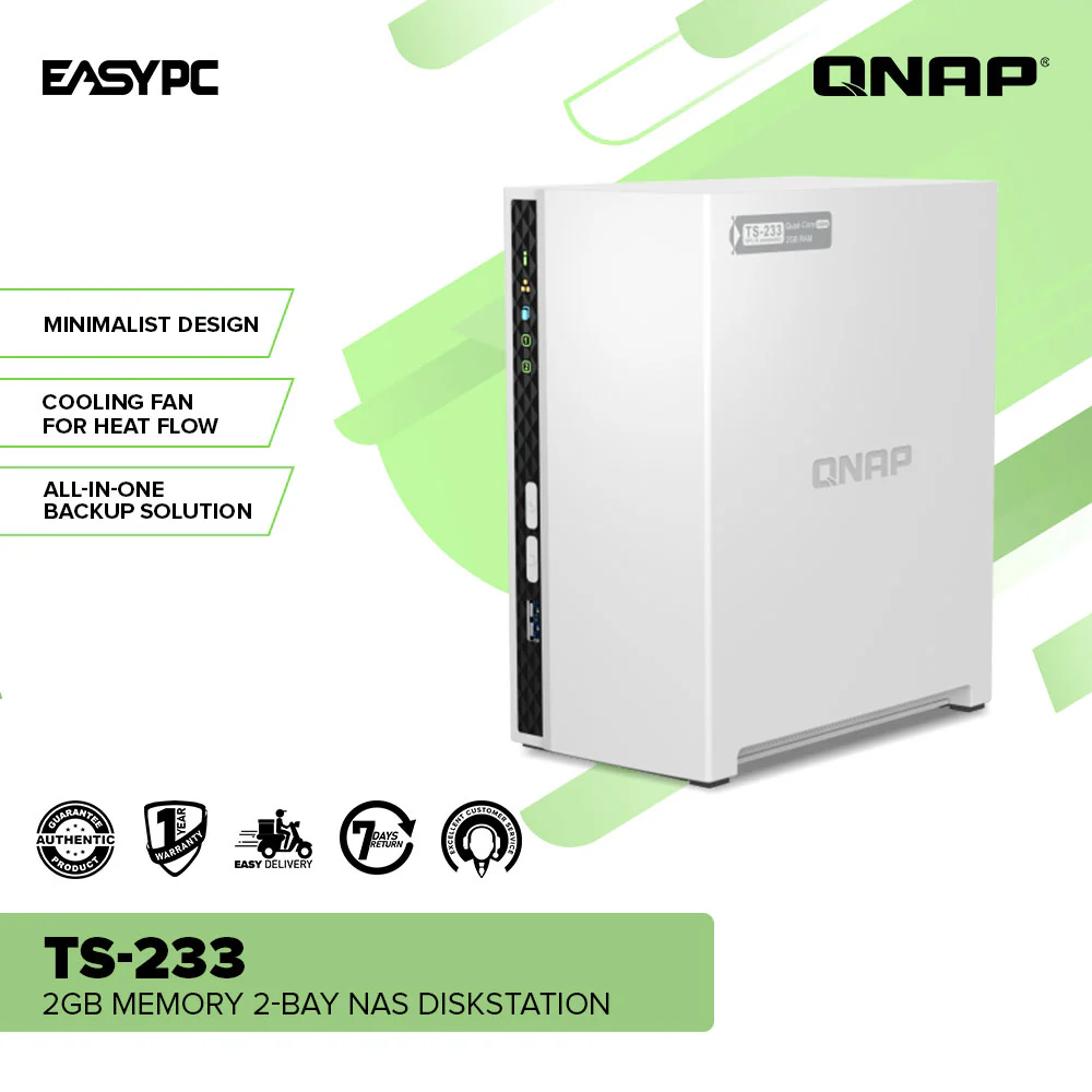 QNAP TS-233 2GB Memory 2-Bay NAS AI-powered image recognition DiskStation - Image 2