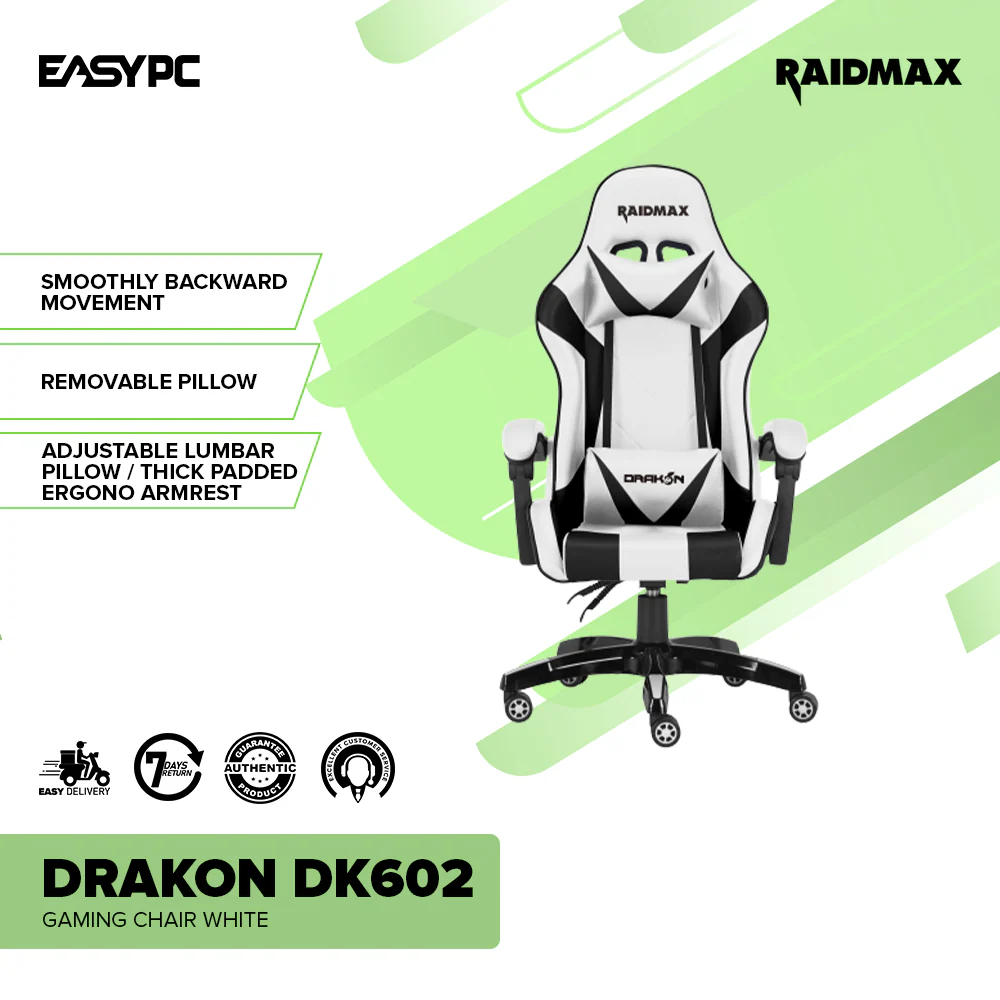 Raidmax Drakon DK602 Gaming Chair White - Image 2