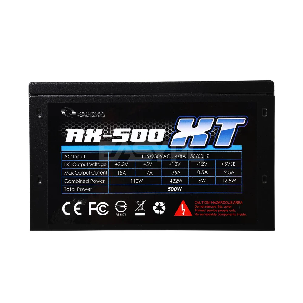 Raidmax RX-500XT 500 watts, Haswell Support, Non Modular, Power Supply