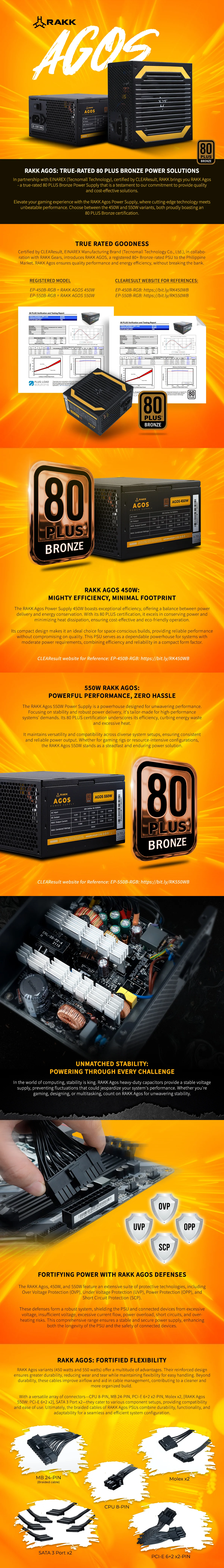 RAKK AGOS 550 Watts 80+ Bronze Power Supply - Image 6