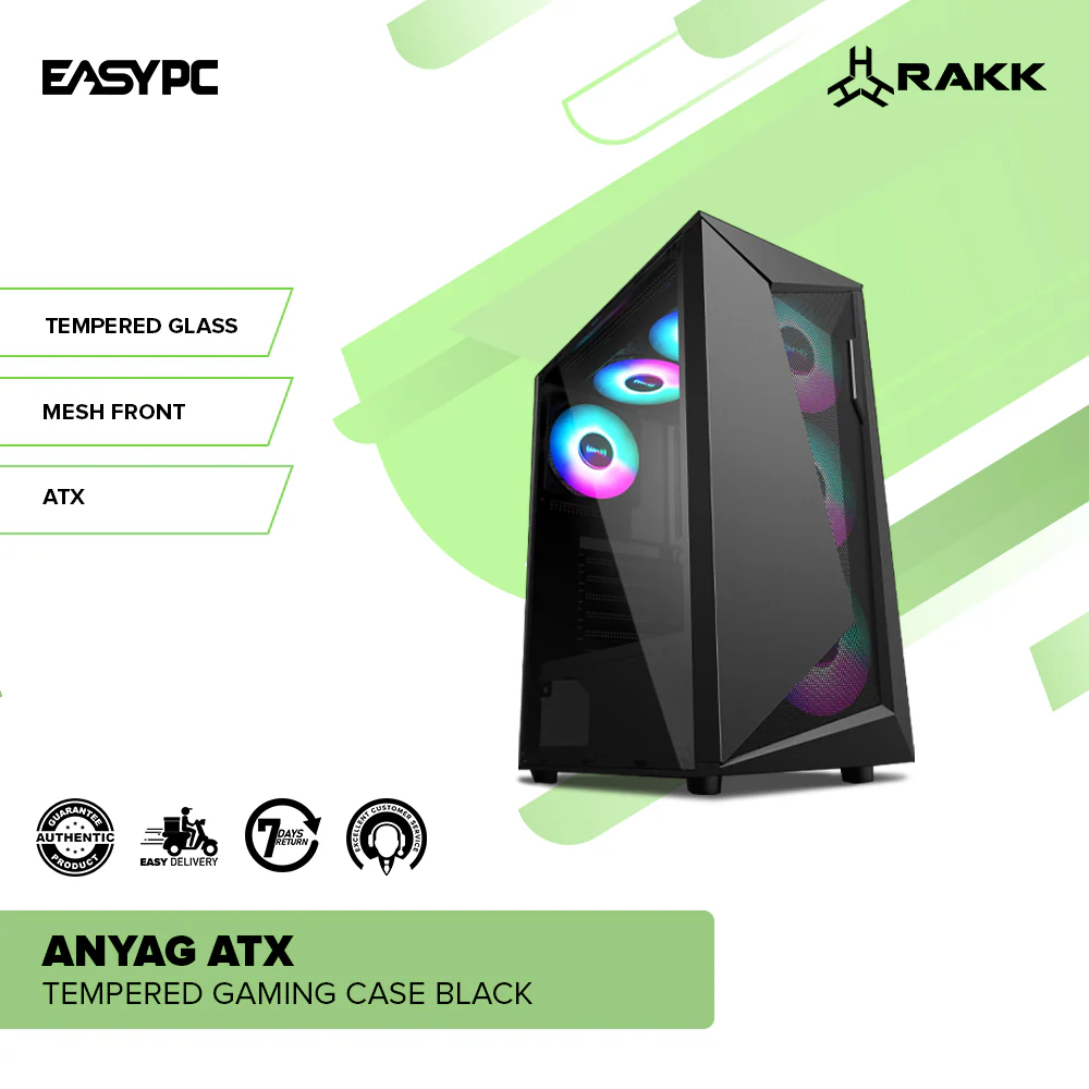 RAKK ANYAG ATX Tempered Gaming Case Black - Image 2