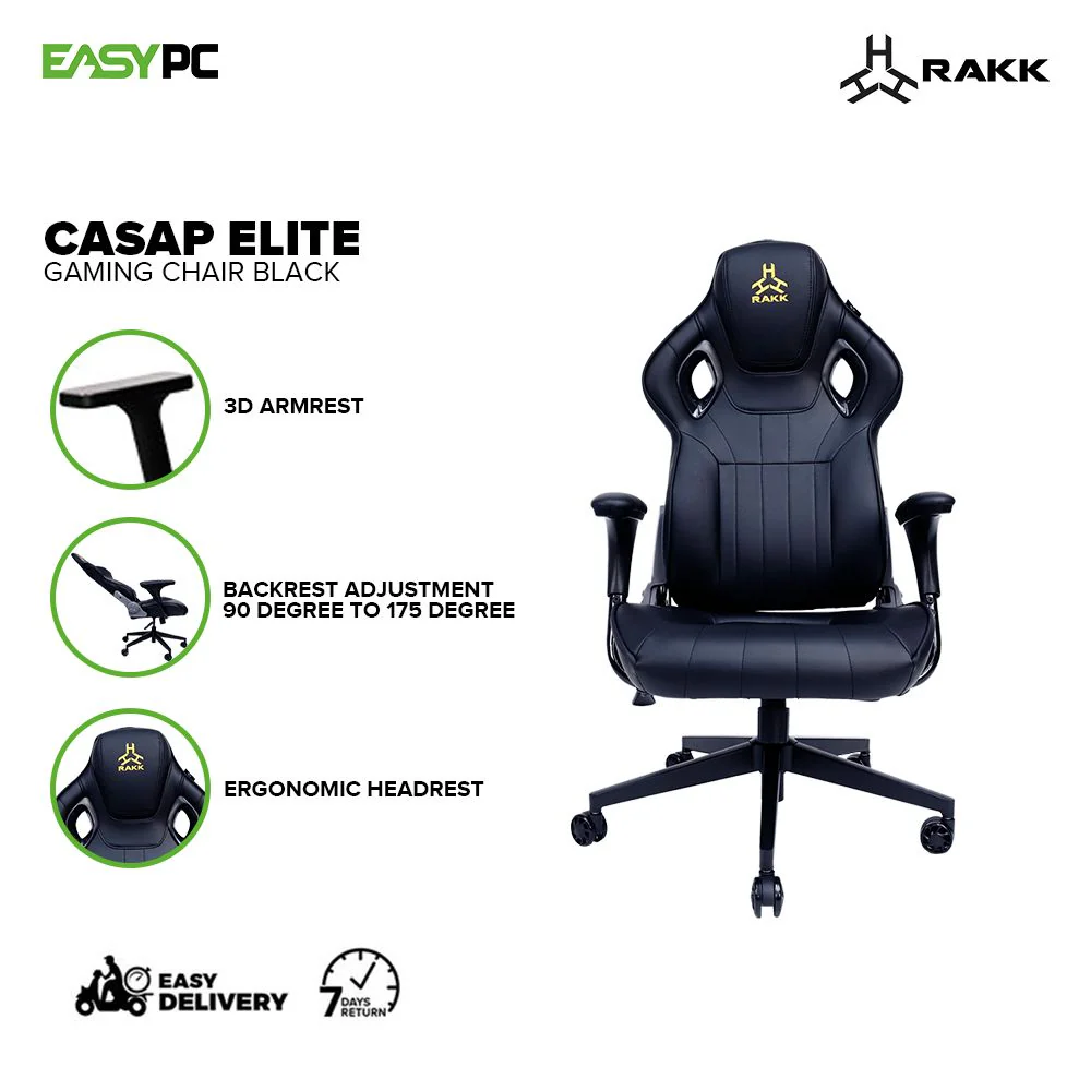 Rakk Casap Elite Gaming Chair Black - Image 2