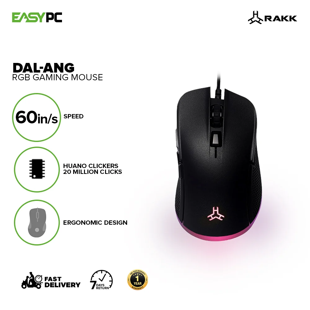 Rakk Dal-Ang Gaming Mouse RGB Gears for FPS and RPG games like PUBG ROS CSGO Crossfire DOTA2 Apex Legends Excellent Performance USB Mouse Gaming Mouse - Image 2
