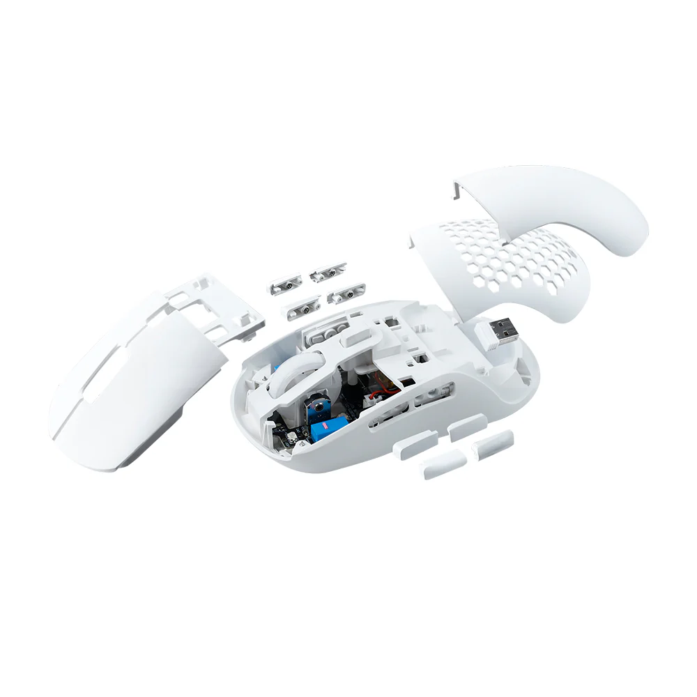 RAKK DASIG X2 Ambidextrous Hotswap Trimode PAW3325 Huano 80M RGB Gaming Mouse White - Image 6