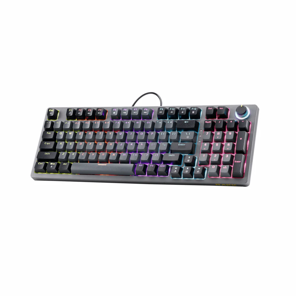 RAKK DAUG 96 Keys Wired Gaming Keyboard|Hotswappable|Rainbow LED|Yellow Switch|Gray/Black - Image 3