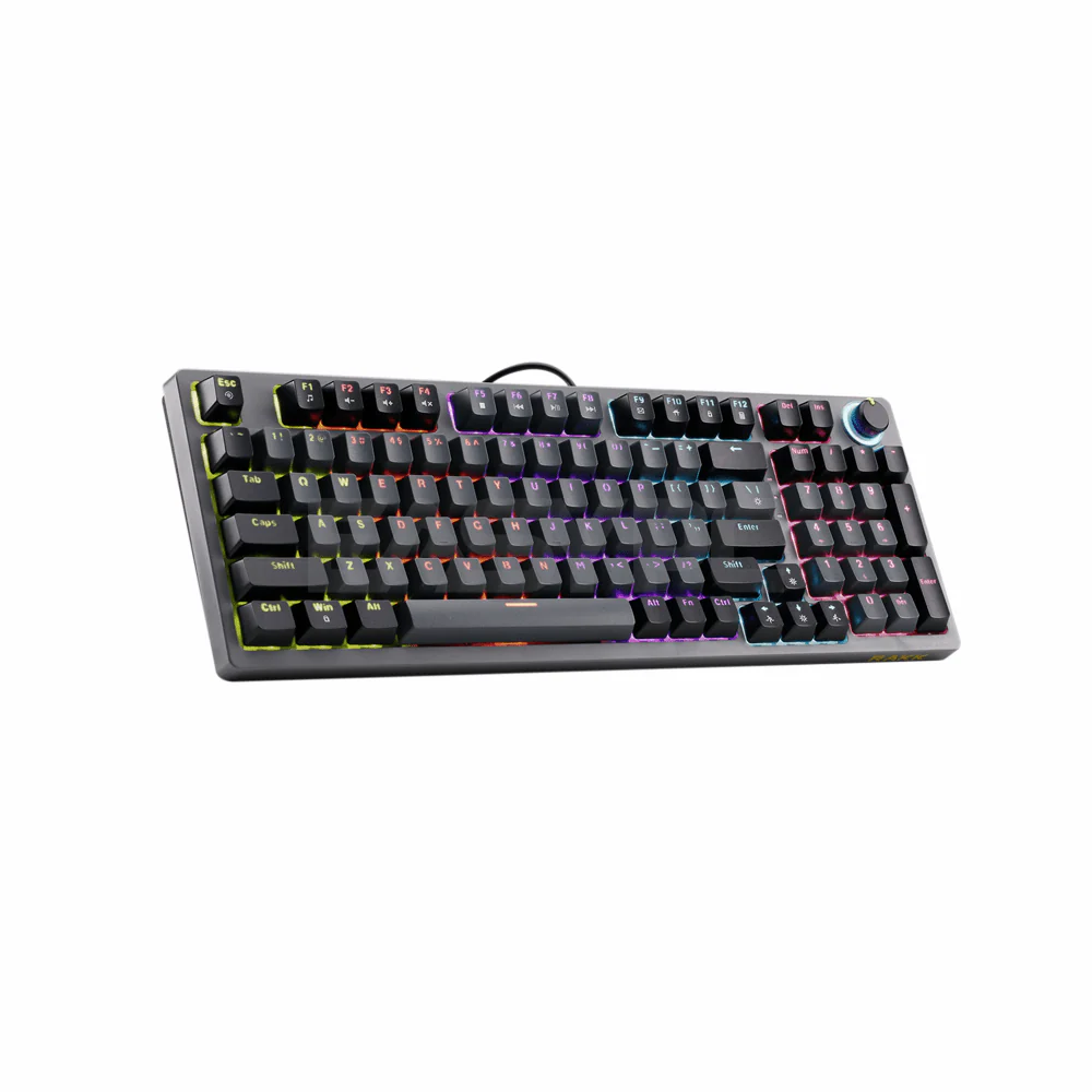 RAKK DAUG 96 Keys Wired Gaming Keyboard|Hotswappable|Rainbow LED|Yellow Switch|Gray/Black - Image 4