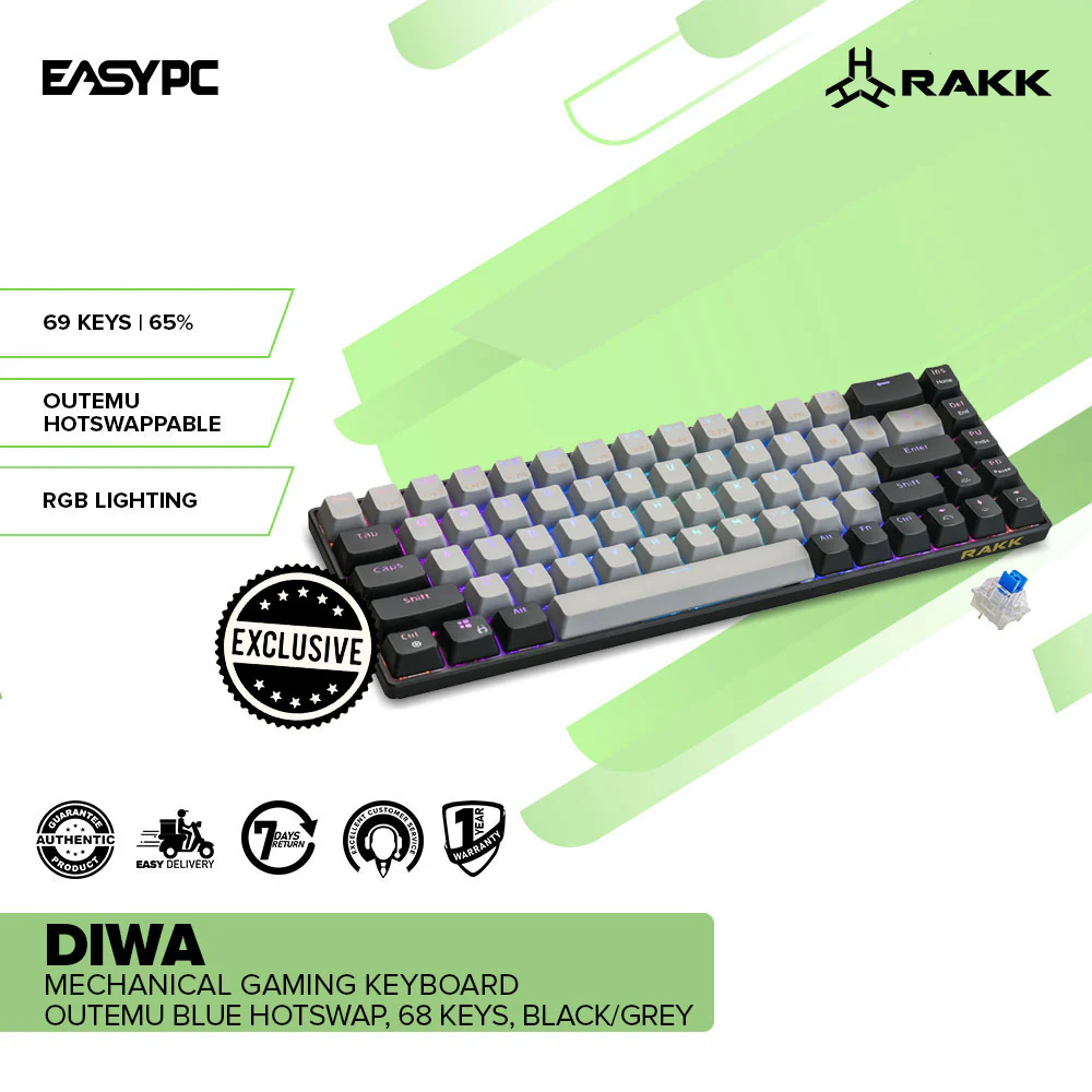 RAKK DIWA Outemu Blue/Red Mecahnical Gaming Keyboard - Image 2