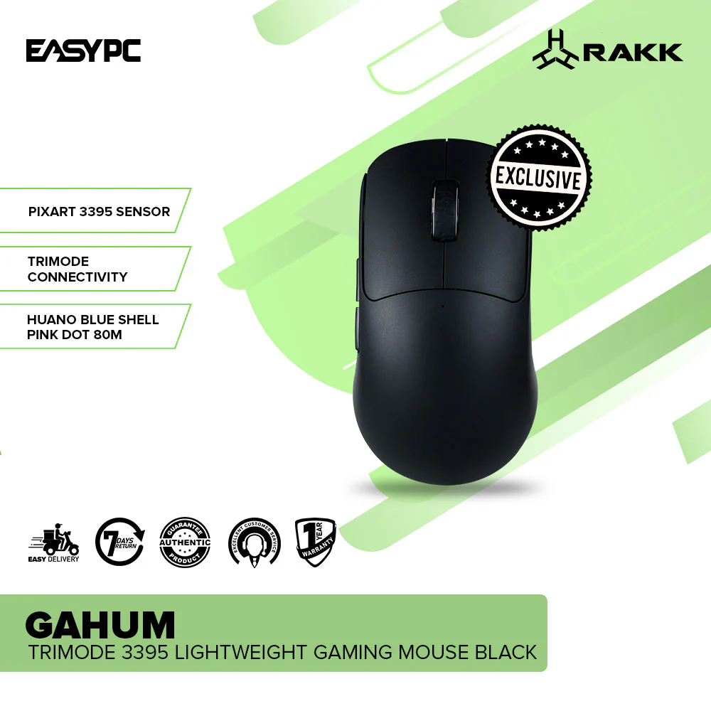 Rakk Gahum Trimode 3395 Lightweight Minimalist Design Black and White Gaming Mouse - Image 2