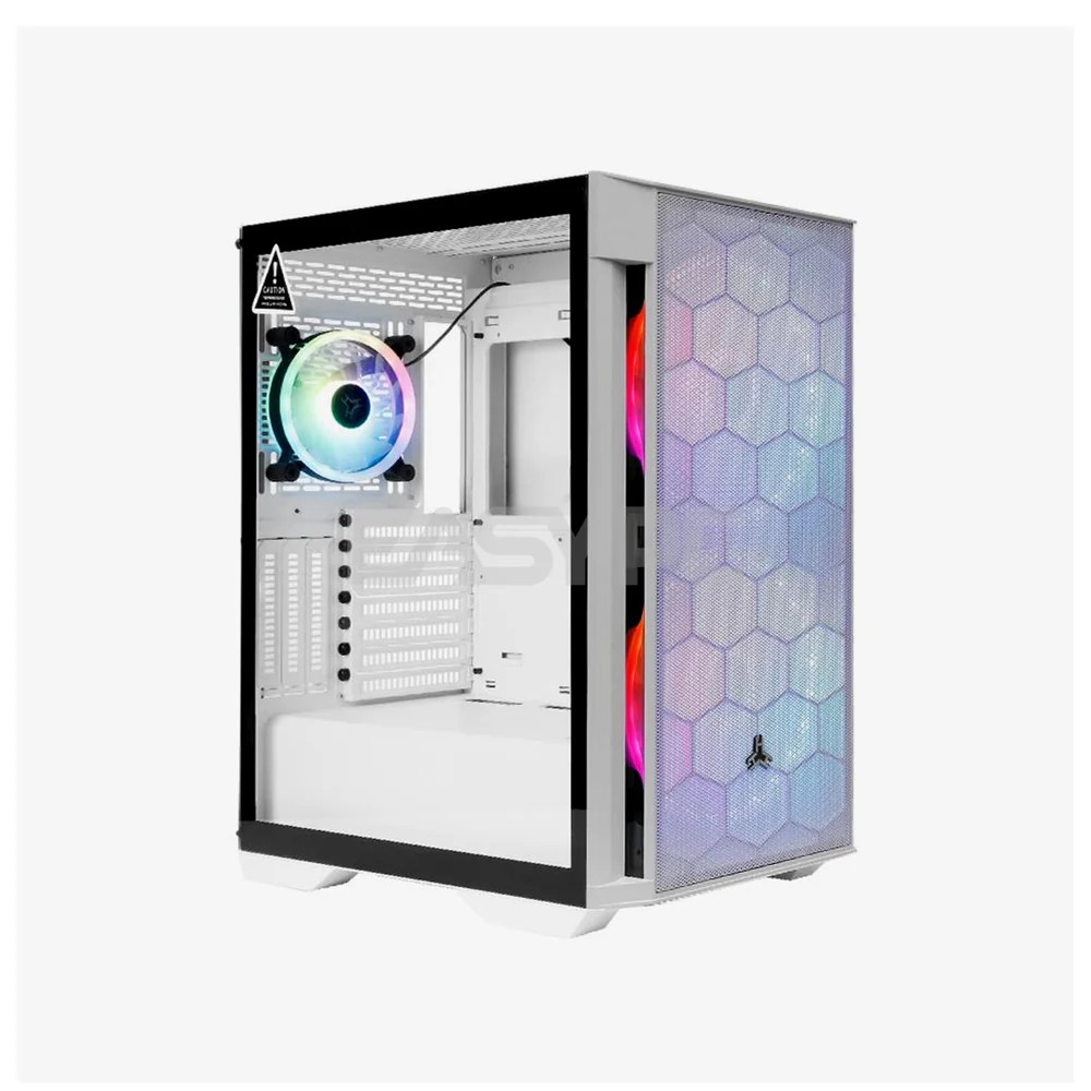 RAKK GALURA ATX Adjustable Storage Bracket with aRGB Fans Black and white Gaming Case - Image 3