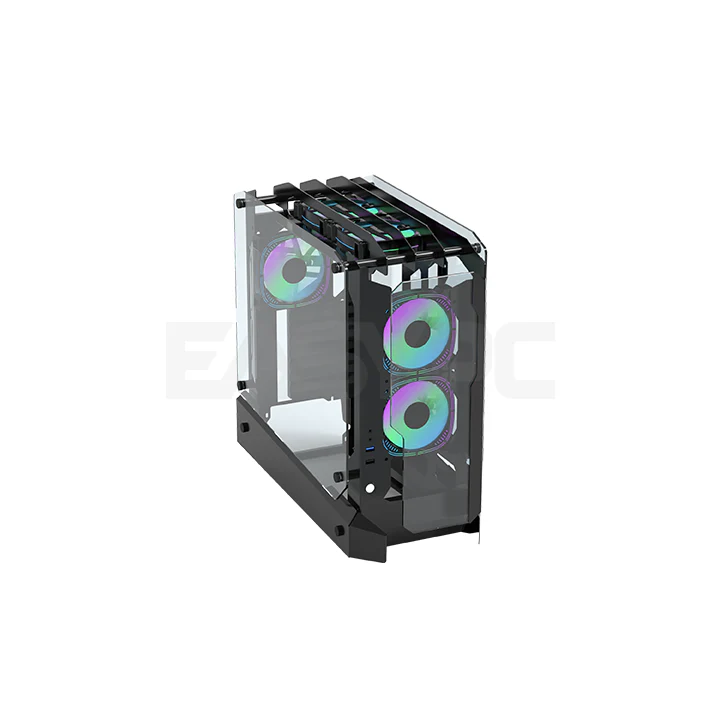 RAKK Grande ATX Open Frame Gaming Case Black Tempered - Image 4