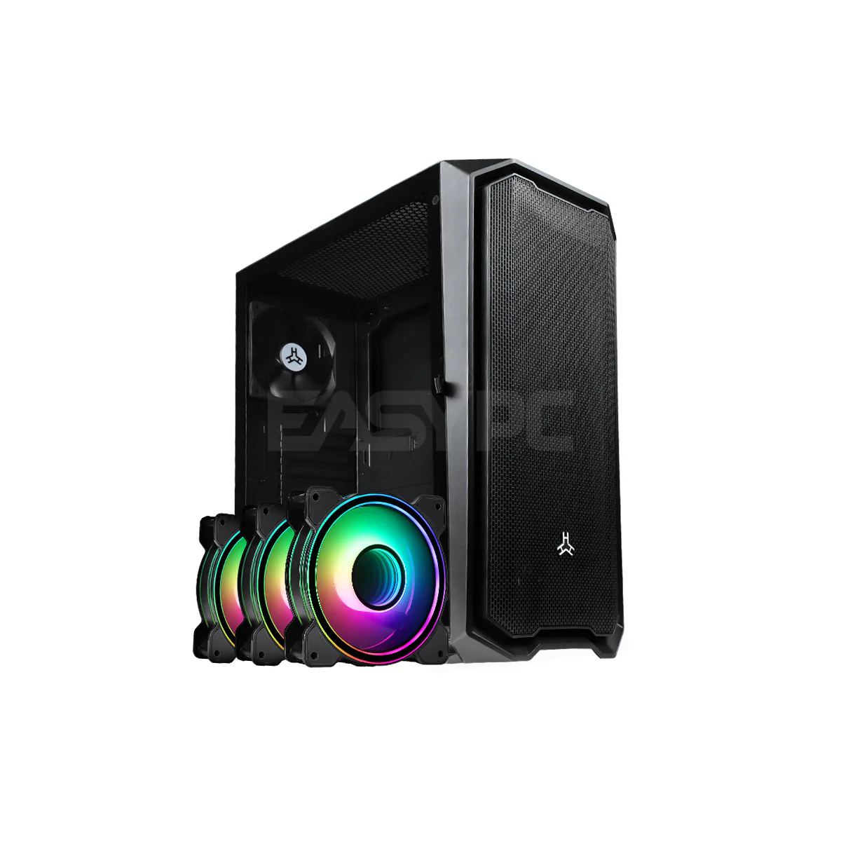 RAKK Haliya ATX Gaming Case Black and RAKK ABYSS 120mm 3in1 Cooling Fan with Lightning Kit RGB Bundle