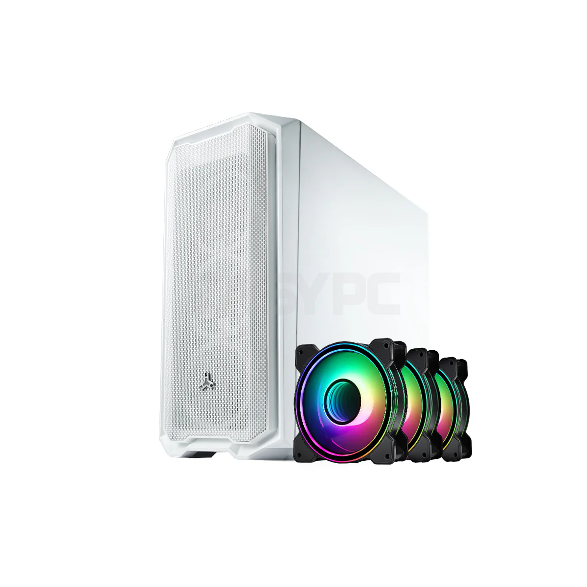 RAKK Haliya ATX Gaming Case White and RAKK ABYSS 120mm 3in1 Cooling Fan with Lightning Kit RGB Bundle