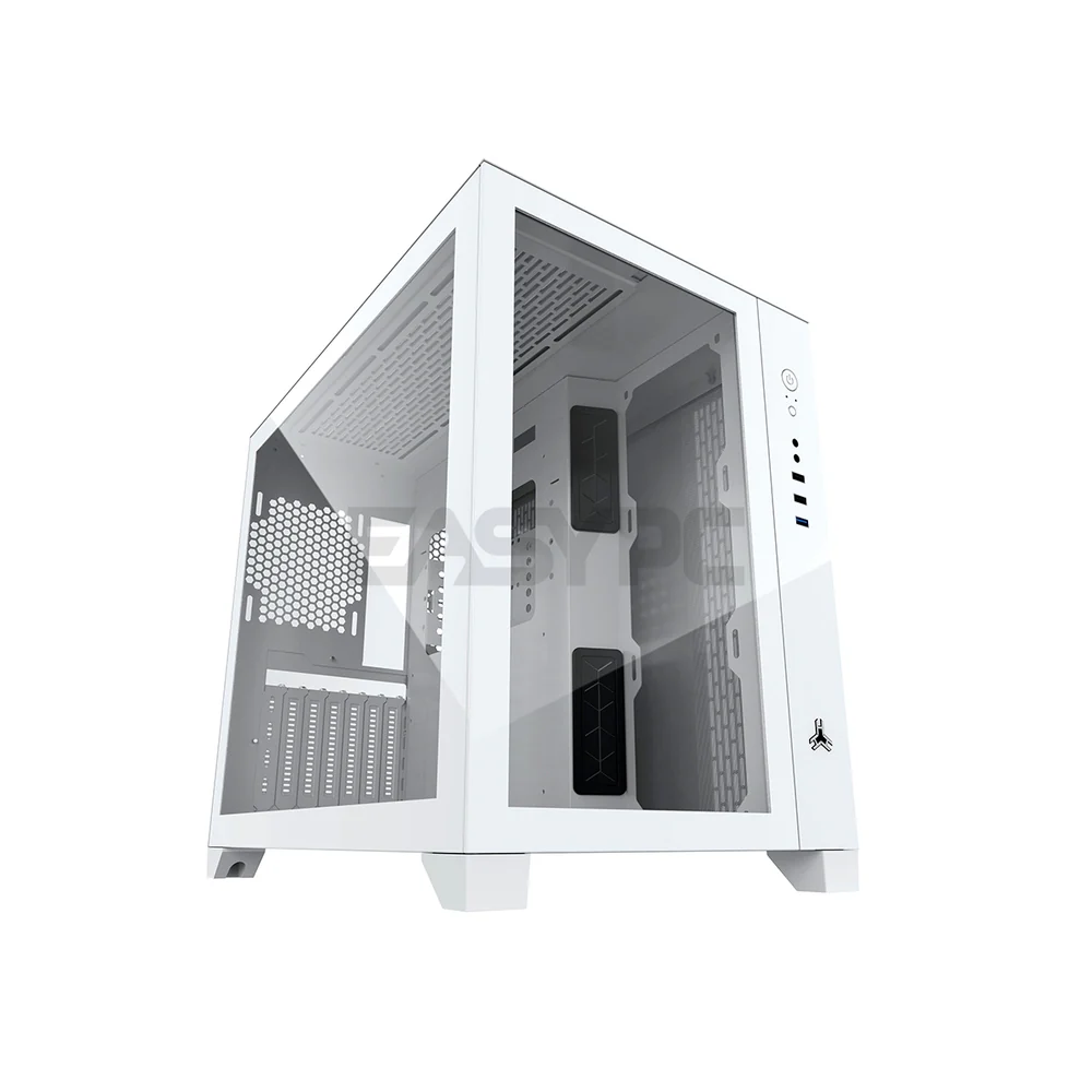 RAKK HAMRUS Gaming PC Mid Tower Case White Support E-ATX up to 275 mm wide Motherboard