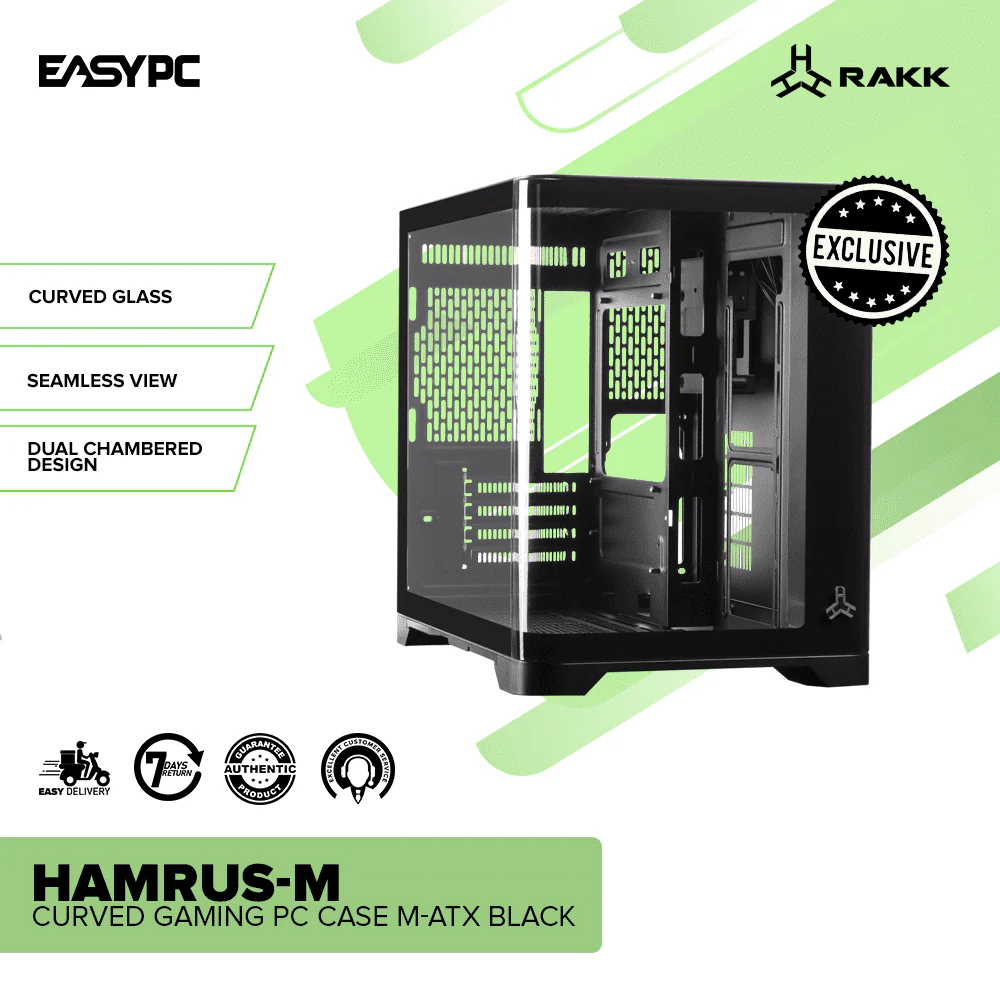 RAKK HAMRUS-M Curved Gaming PC Case M-ATX Black - Image 2