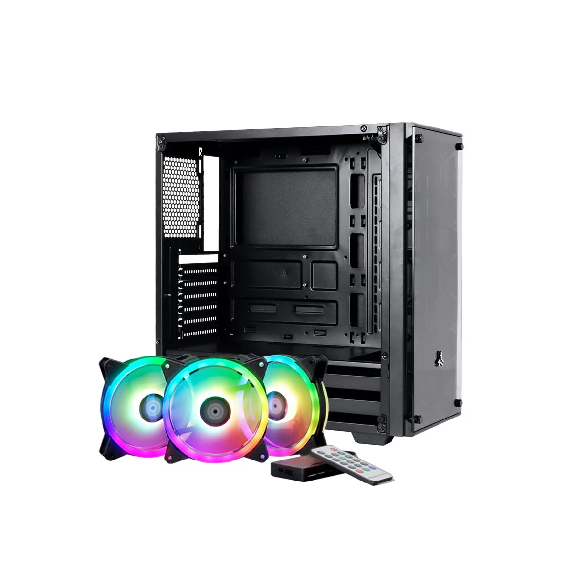 Rakk Hawani Flow PC Gaming Case Black/White Mid Tower Tempered Glass, Support ATX, MATX, ITX MotherBoard