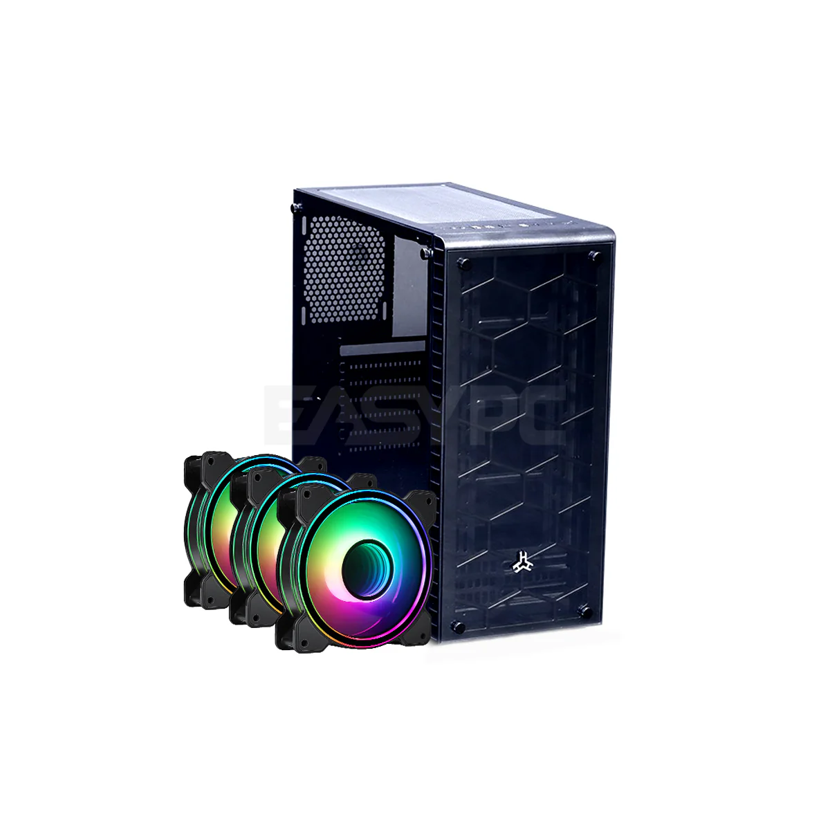 Rakk Hawani Gaming Case Black and RAKK ABYSS 120mm 3in1 Cooling Fan with Lightning Kit RGB Bundle