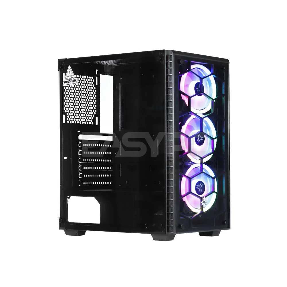Rakk Hawani Mid Tower Tempered Glass White/Black Support ATX, MATX, ITX MotherBoard PC Gaming Case - Image 14