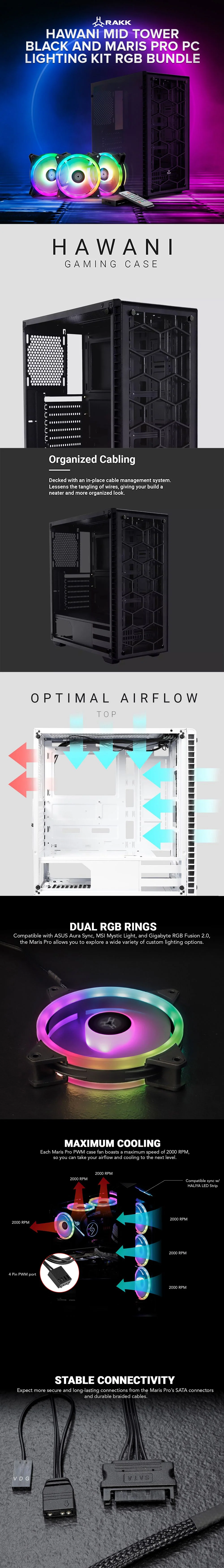 Rakk Hawani Mid Tower Tempered Glass White/Black Support ATX, MATX, ITX MotherBoard PC Gaming Case - Image 18