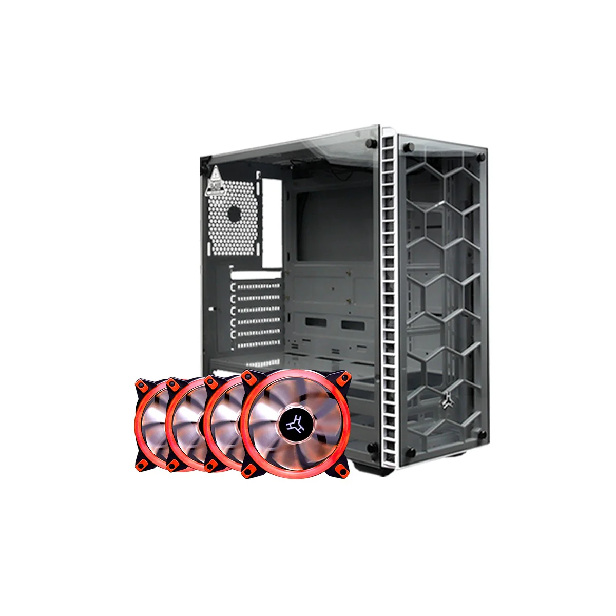 RAKK HAWANI MID TOWER WHITE + RAKK Ounos X Chassis Fan Bundles - Image 2