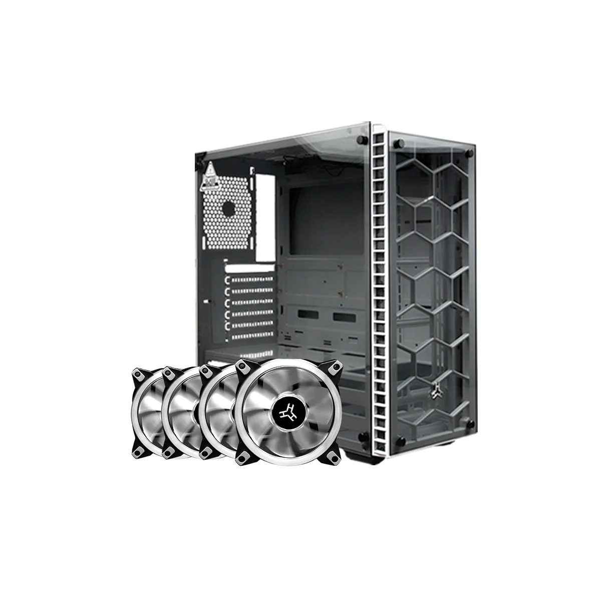 RAKK HAWANI MID TOWER WHITE + RAKK Ounos X Chassis Fan Bundles - Image 5