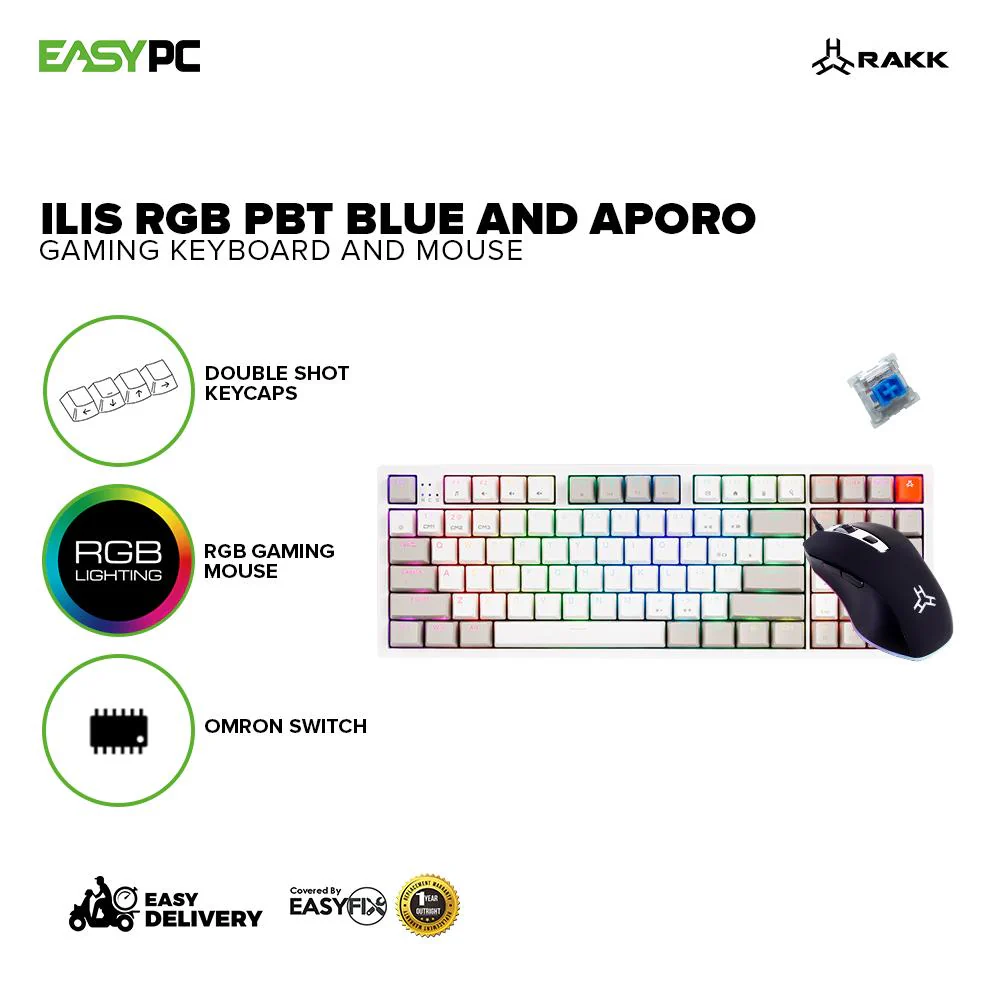 Rakk Ilis Outemu Red/Blue PBT Keycaps Mechanical, and Ilis Type-C Gaming Keyboard and Rakk Bundles - Image 17