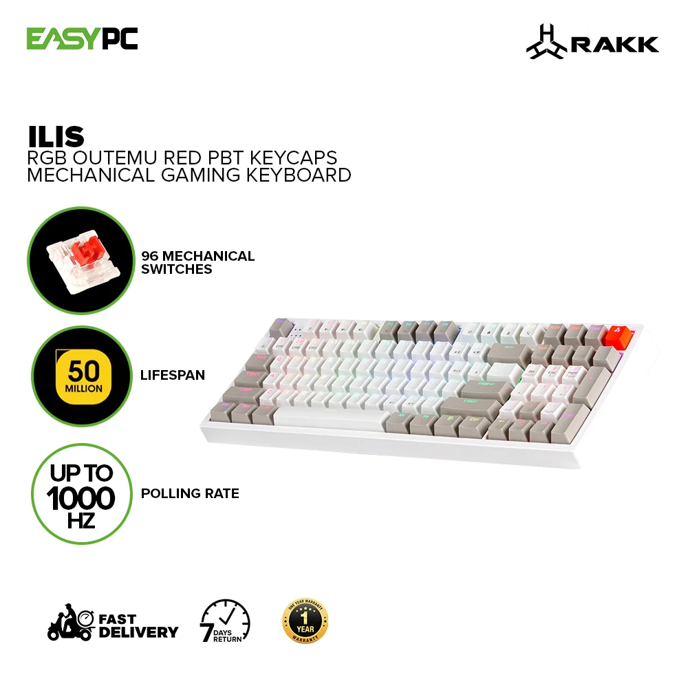 Rakk Ilis Outemu Red/Blue PBT Keycaps Mechanical, and Ilis Type-C Gaming Keyboard and Rakk Bundles - Image 2
