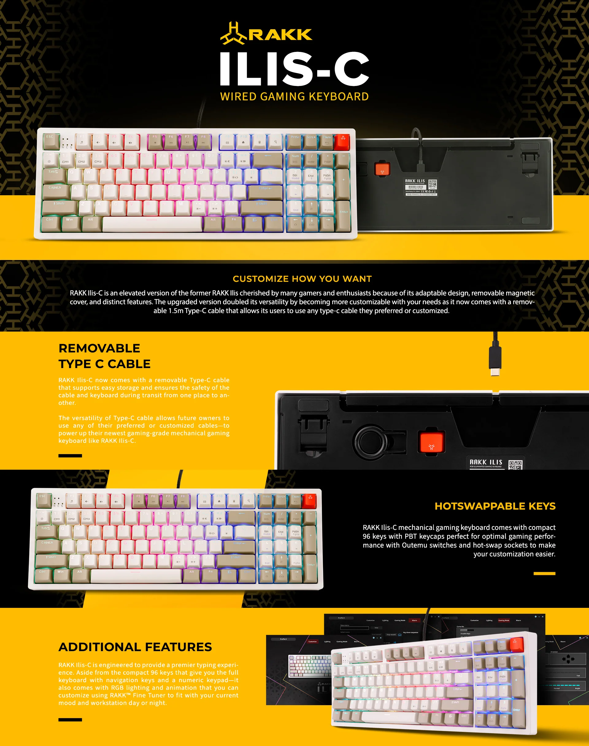 Rakk Ilis Outemu Red/Blue PBT Keycaps Mechanical, and Ilis Type-C Gaming Keyboard and Rakk Bundles - Image 30