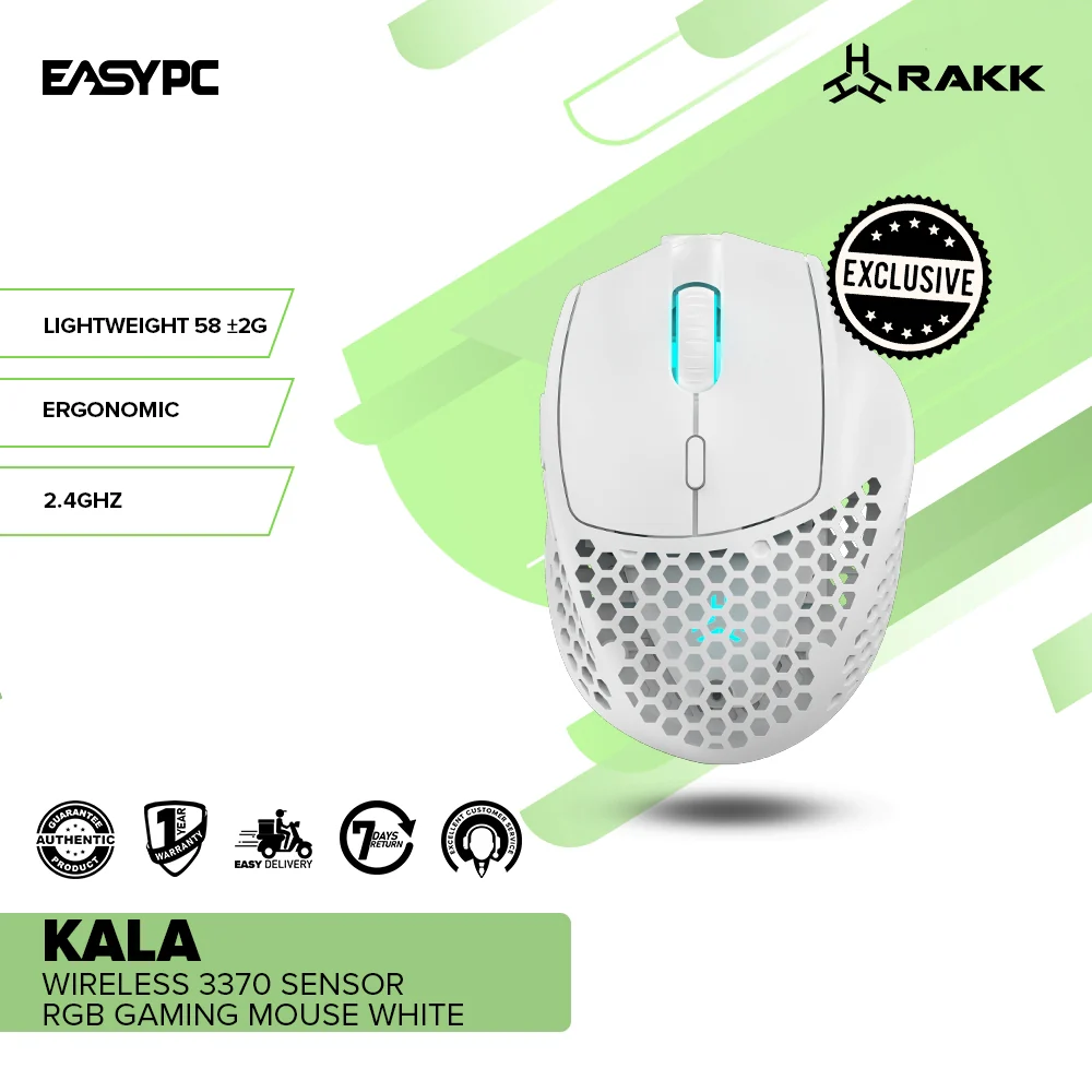RAKK KALA Wireless 3370 Sensor RGB Black and White Gaming Mouse - Image 8