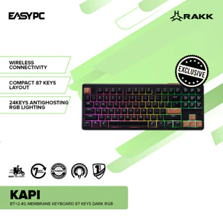 RAKK KAPI BT+2.4G Membrane Keyboard 87 Keys Dark - Image 2