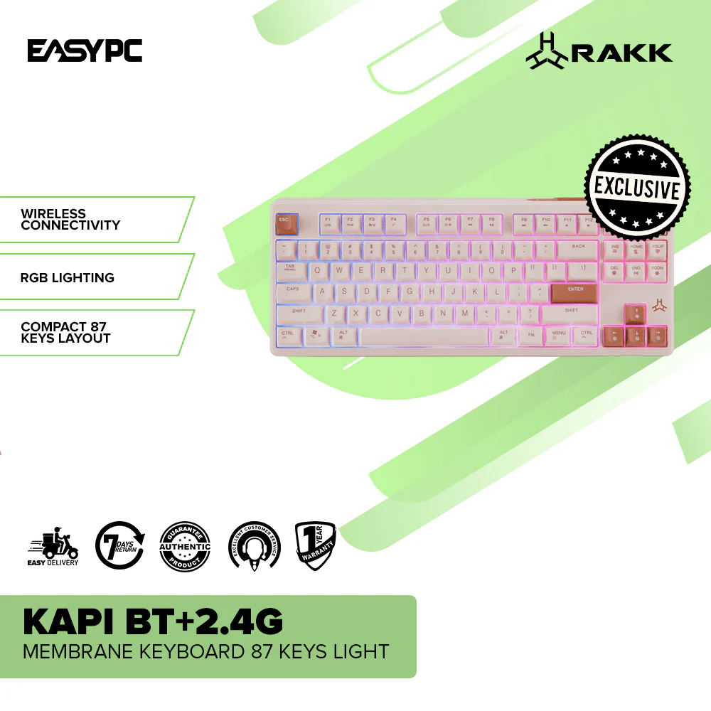 RAKK KAPI BT+2.4G Membrane Keyboard 87 Keys Light - Image 2