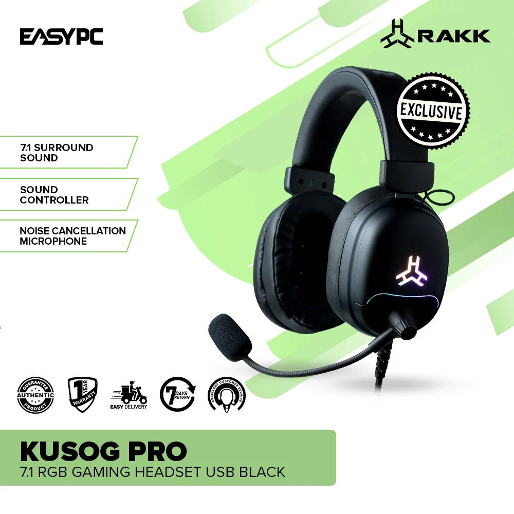 RAKK Kusog Pro 7.1 RGB Gaming Headset USB Black - Image 2