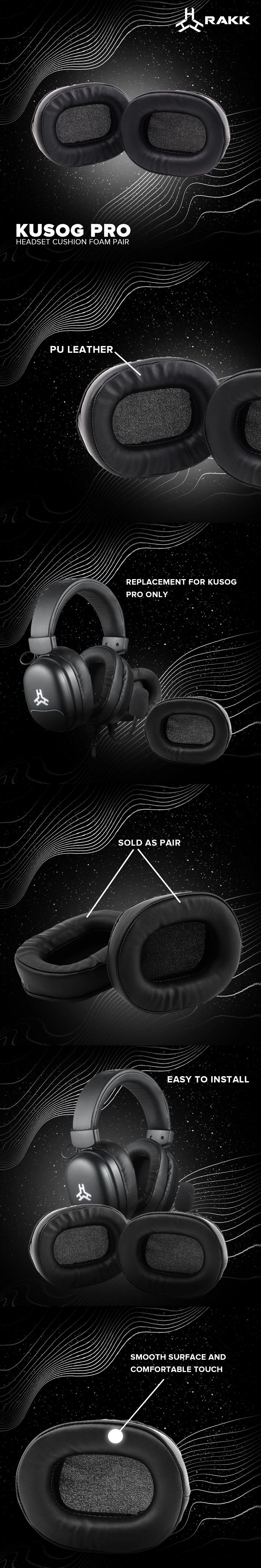 RAKK Kusog Pro (x2) Cushion Foam Headset Pair - Image 6
