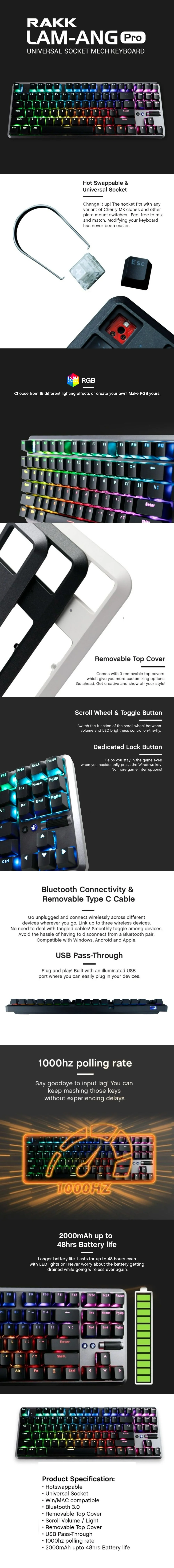 RAKK Lam-Ang Pro Kailh Box White RGB Mechanical Keyboard - Image 13