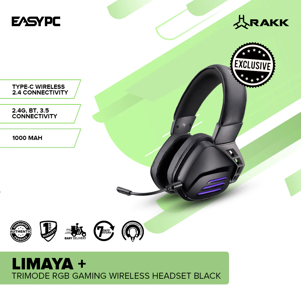 RAKK LIMAYA+ Trimode RGB Gaming Wireless Headset Black - Image 2