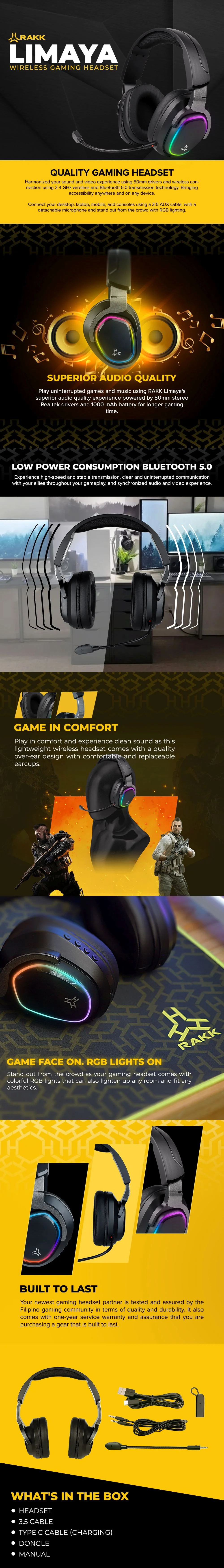 RAKK LIMAYA Trimode RGB Gaming Wireless Headset - Image 6
