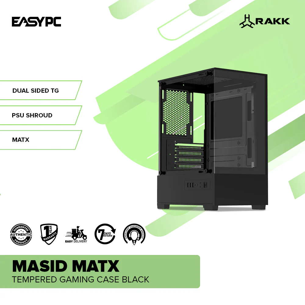 RAKK MASID MATX Tempered Gaming Case Black - Image 2