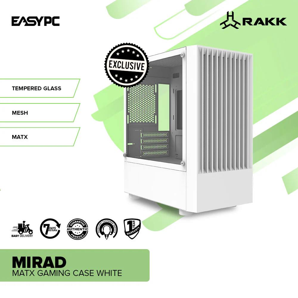 RAKK MIRAD Matx Black and White Tempered Glass Gaming PC Case - Image 8