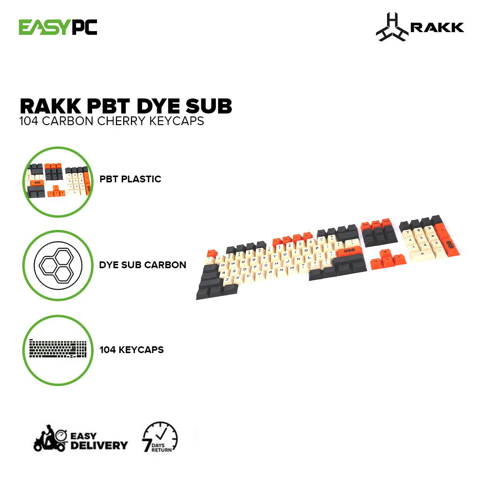 Rakk PBT Dye Sub 104 Carbon Cherry Keycaps - Image 2