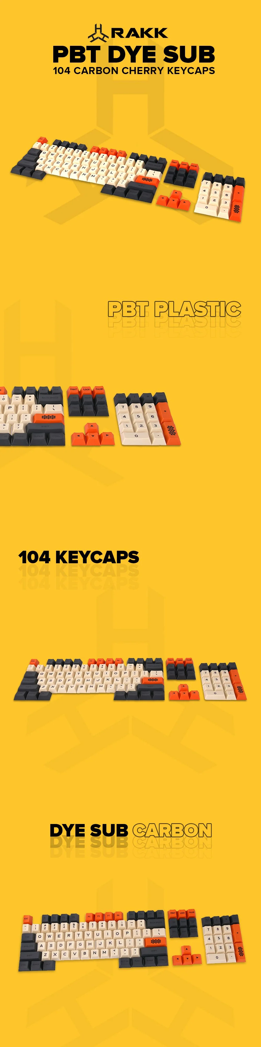 Rakk PBT Dye Sub 104 Carbon Cherry Keycaps - Image 5