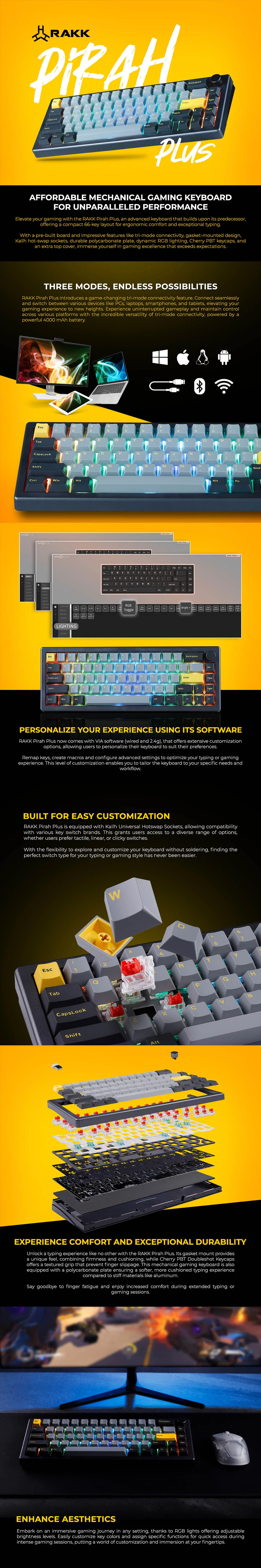 RAKK PIRAH PLUS 66 Keys Universal HotSwap Mechanical Gaming Keyboard - Image 5