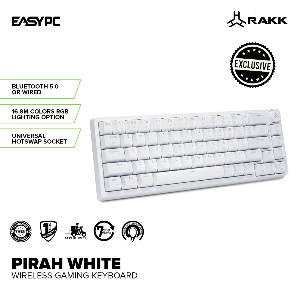 RAKK PIRAH Wireless Gaming Keyboard White Hot swappable Socket 65% Layout + 5-PIN Mechanical Switch Bundles - Image 17