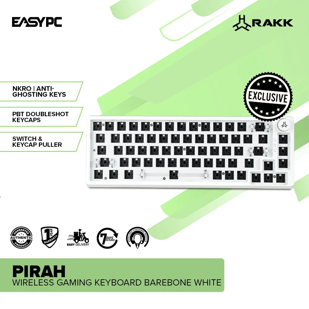 RAKK PIRAH Wireless Gaming Keyboard White Hot swappable Socket 65% Layout + 5-PIN Mechanical Switch Bundles - Image 36