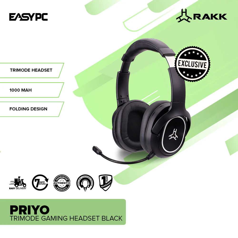 RAKK PRIYO Trimode Removable Microphone Gaming Headset Black - Image 2