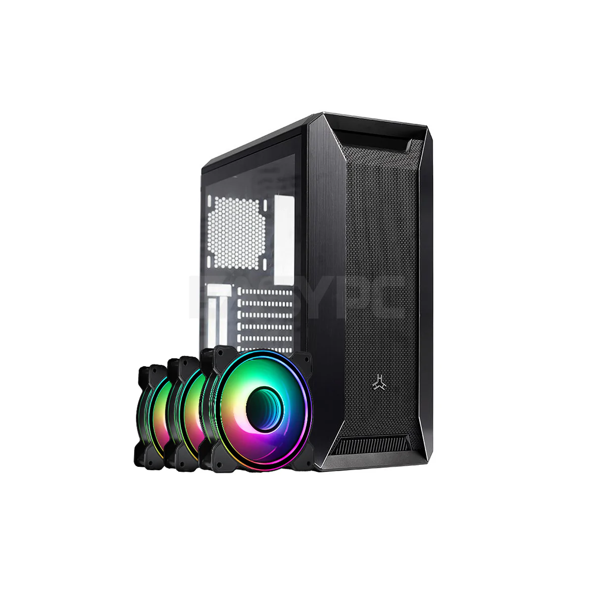 RAKK Sinaya Gaming Case Black and RAKK ABYSS 120mm 3in1 Cooling Fan with Lightning Kit RGB Bundle