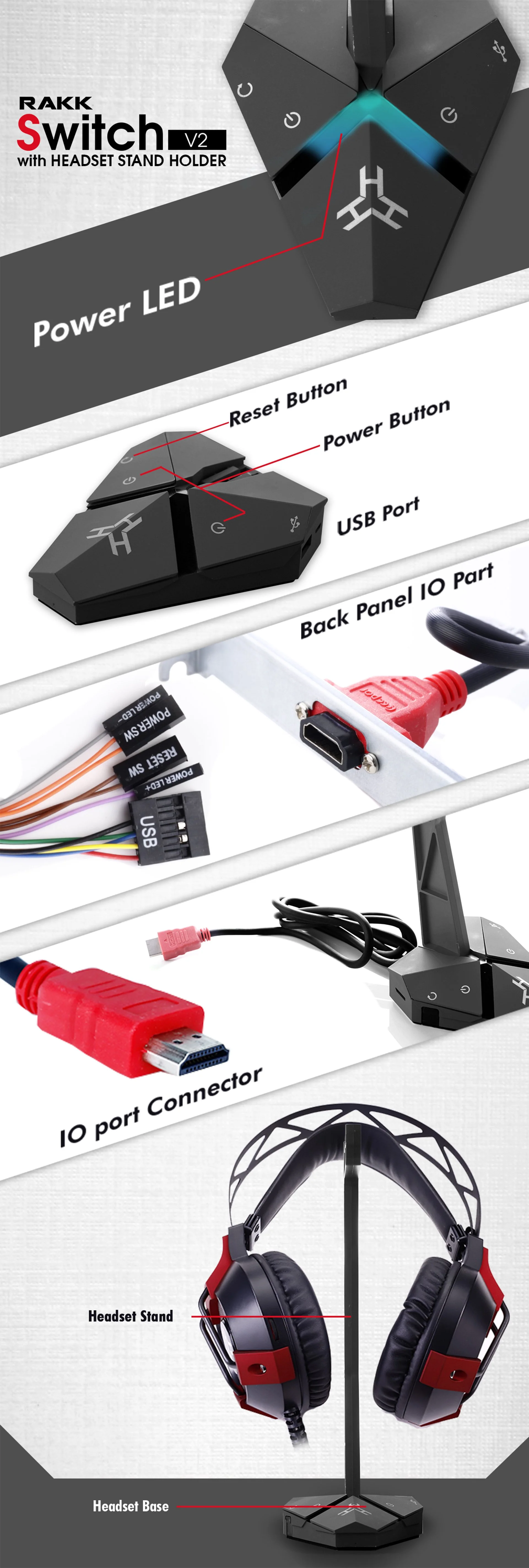 Rakk Switch V2 with Headset Stand Black - Image 6