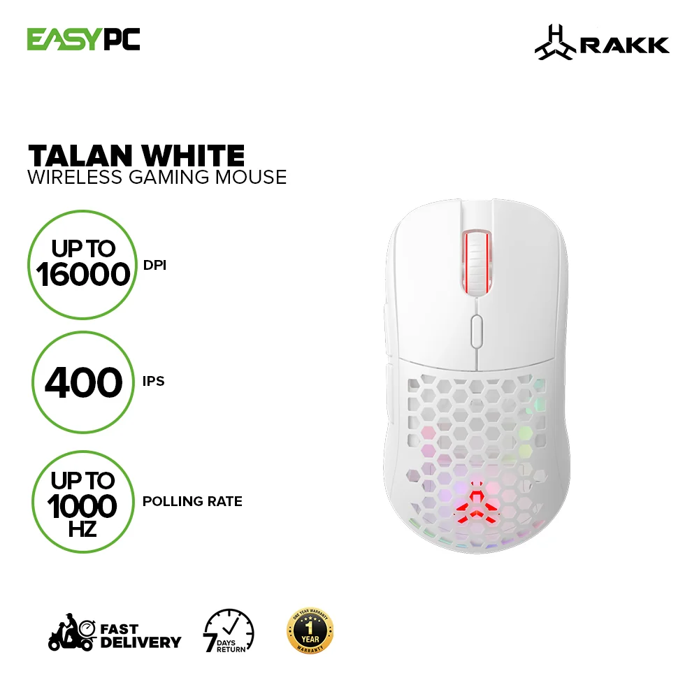 RAKK Talan Black/White Gaming Mouse and Top Cover - Image 8
